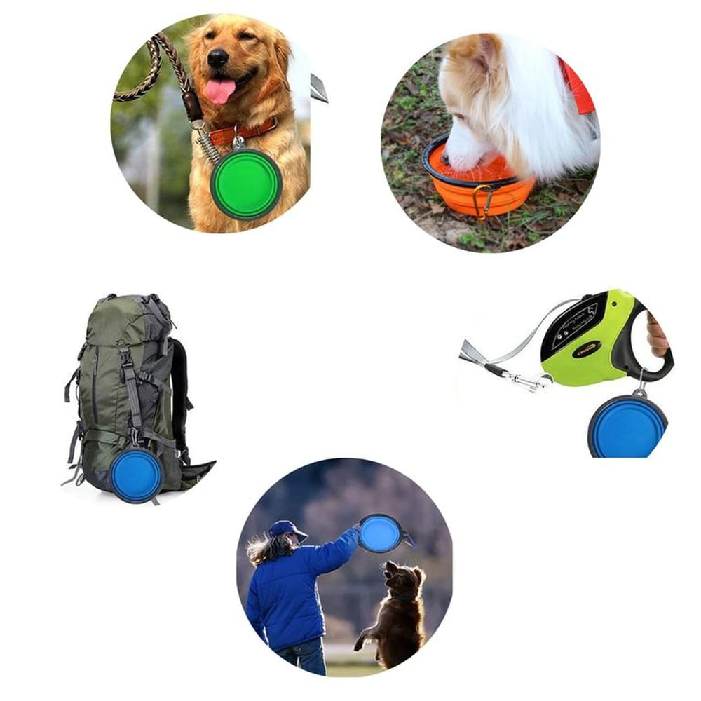 PLATO PORTATIL PLEGABLE PARA MASCOTA 850mL - CELESTE