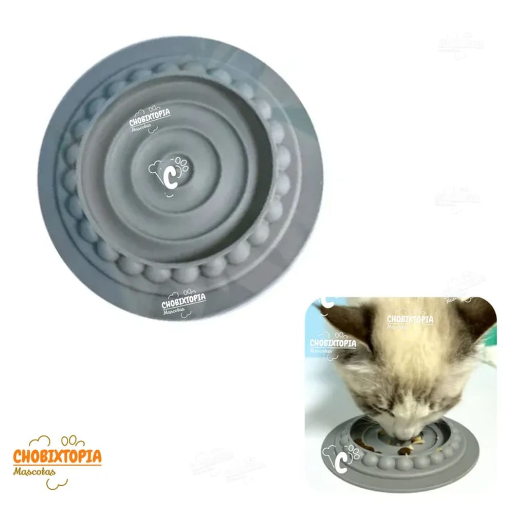 PLATO DE SILICONA PARA GATO PLOMO