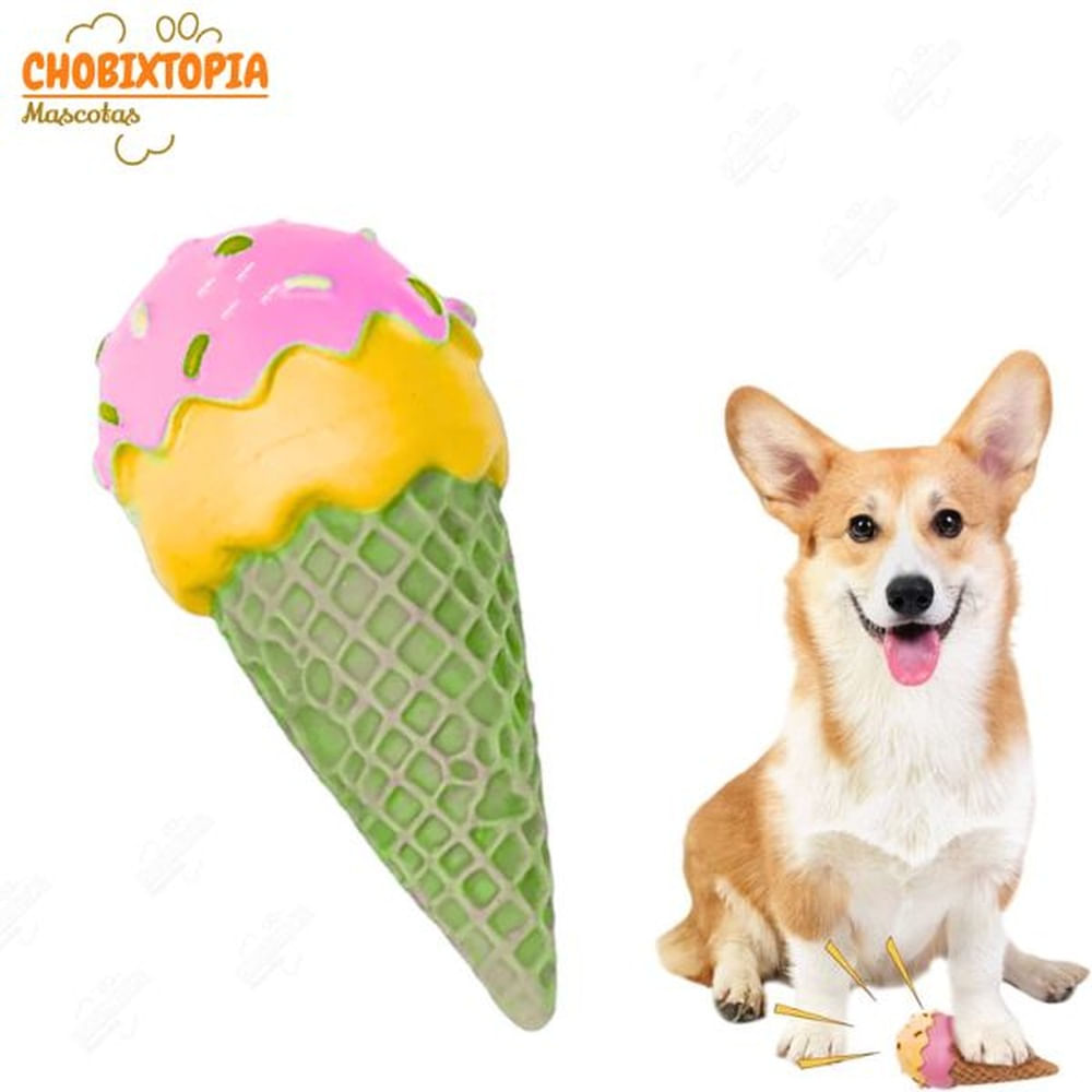 JUGUETE EN FORMA DE HELADO CHIRRIANTE MASTICABLE ROSA