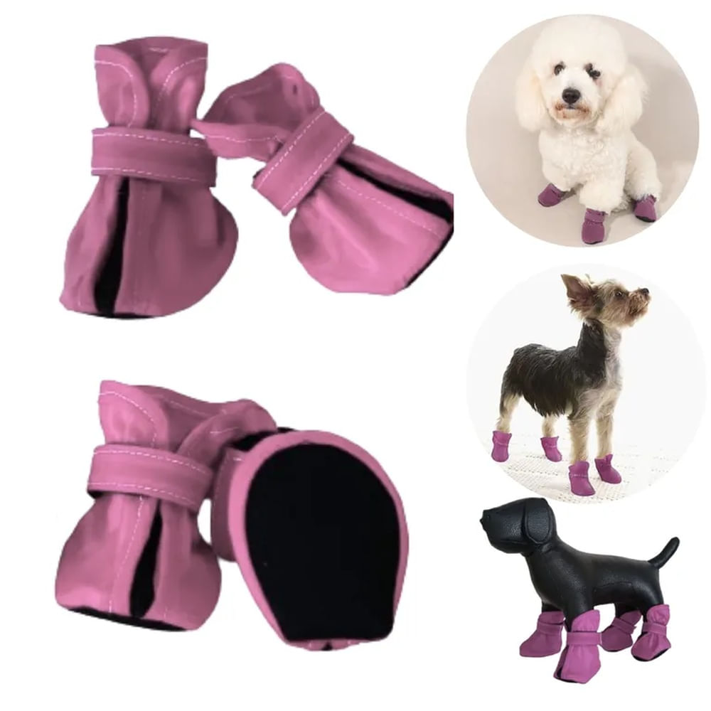 ZAPATOS IMPERMEABLES PARA PERROS MASCOTAS ROSA-XS