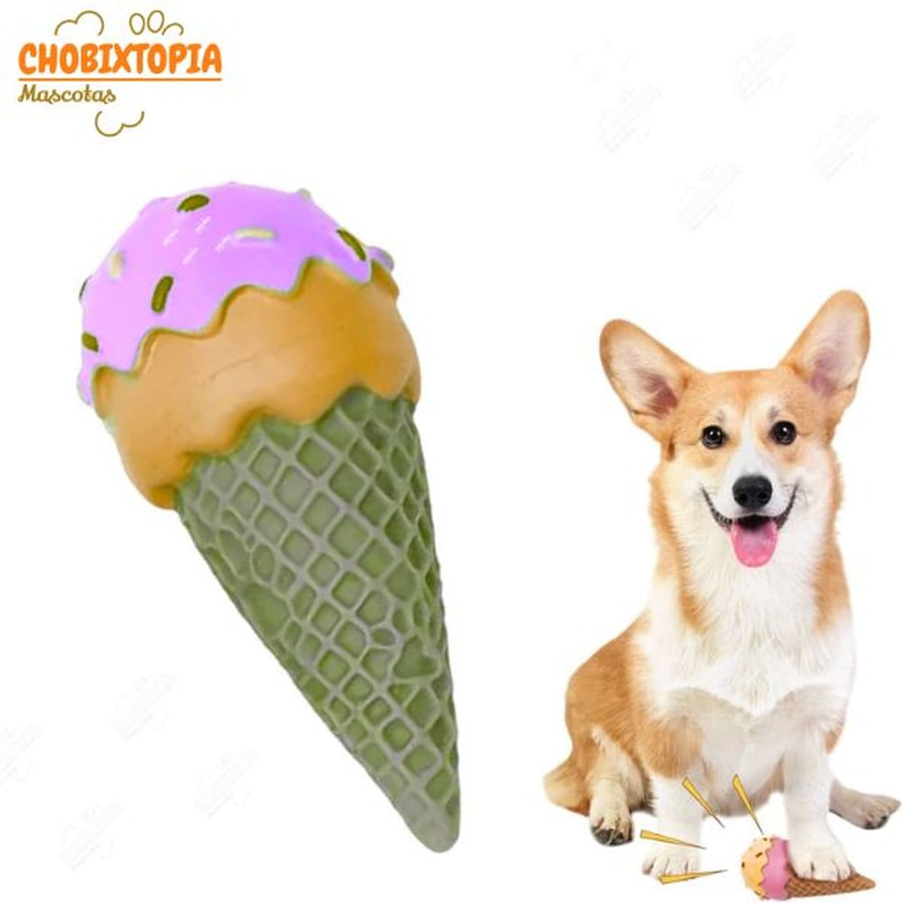 JUGUETE EN FORMA DE HELADO CHIRRIANTE MASTICABLE LILA