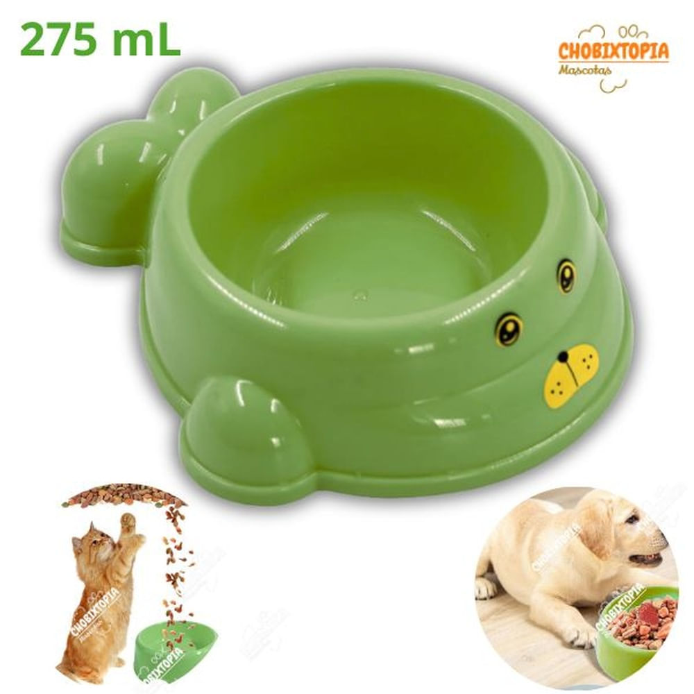 PLATO PARA PERROS Y GATOS LOBITO MARINO 275 mL VERDE OLIVO