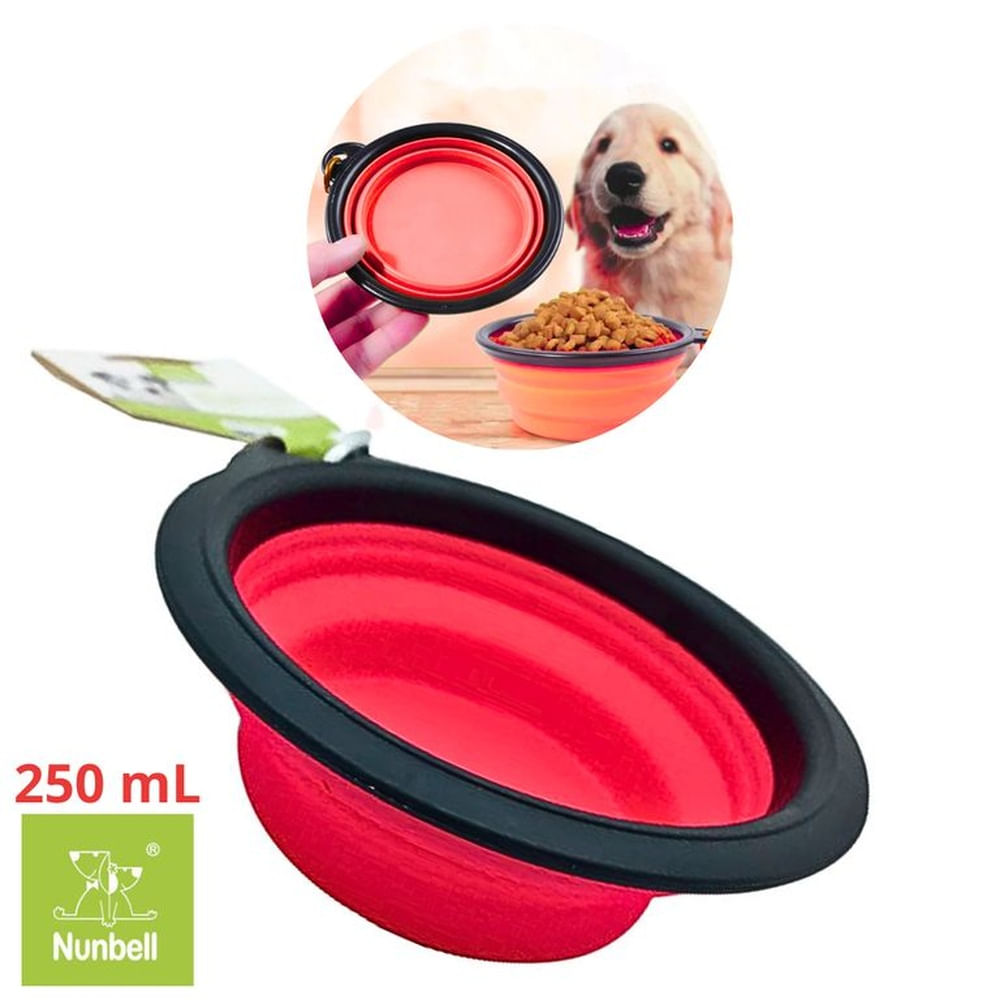 PLATO PORTATIL PLEGABLE MASCOTA NUNBEL-CORAL 250 ML