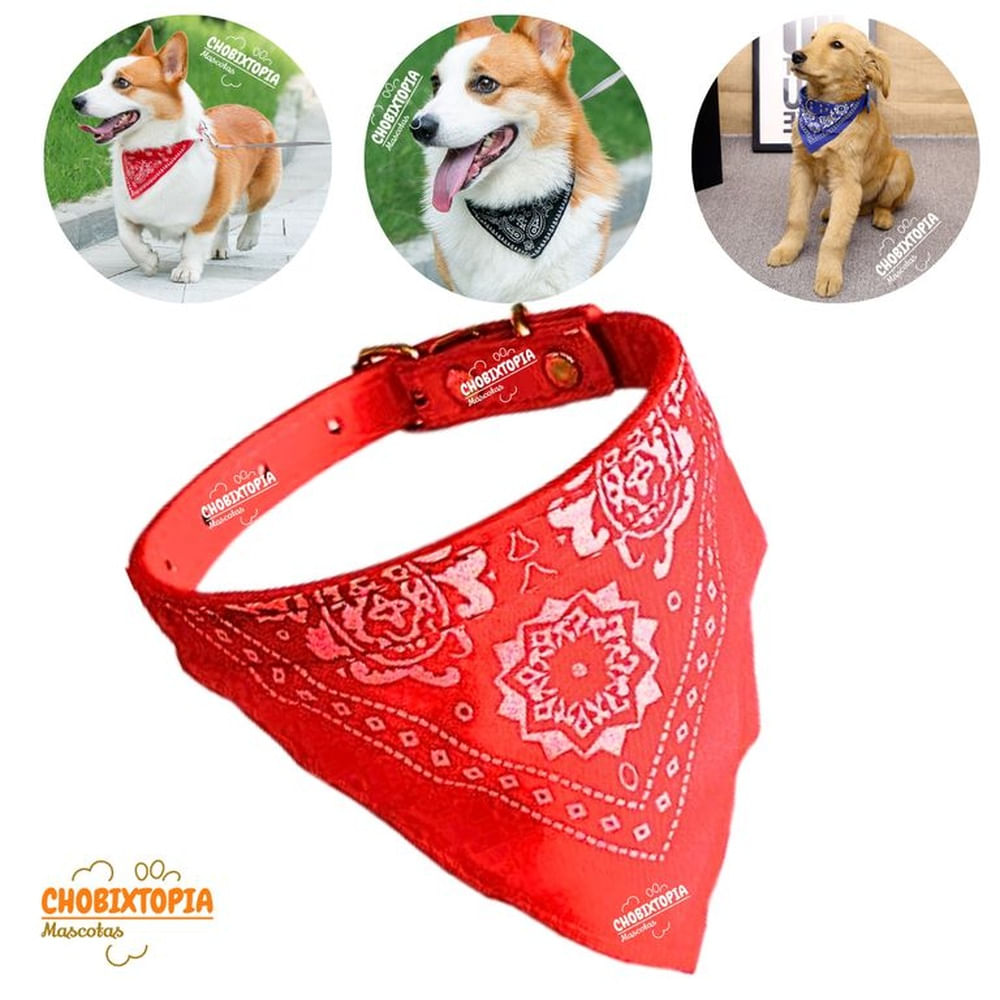 COLLAR BANDANA MASCOTA PERRO - ROJO