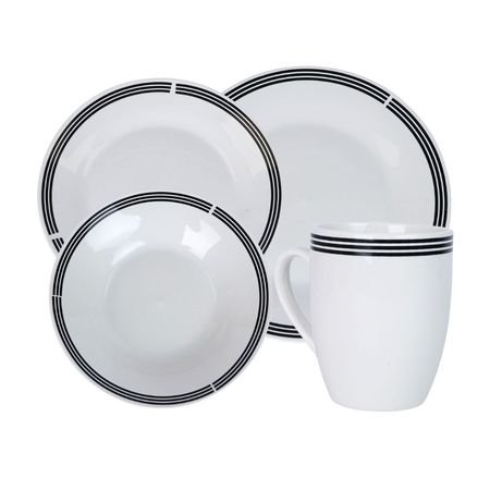 Set de vajilla Blanco/Negro Premium 16 piezas Orange