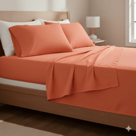 Juego de Sábanas Algodón 132 Hilos Terracota 2 Plazas
