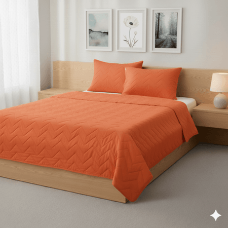 Quilt Lacre con Funda Sham Free Home Unicolor 2 plz Cubrecama Terracota algodón 132 hilos con Funda Sham Free Home  2 plz