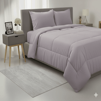 Edredón Lila algodón 220 hilos con Funda Sham  1.5 plazas