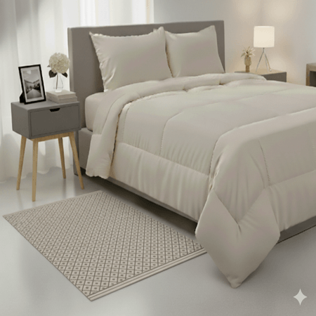 Edredón Beige con Funda Sham Free Home Premium Queen Edredón Beige algodón 220 hilos con Funda Sham Queen