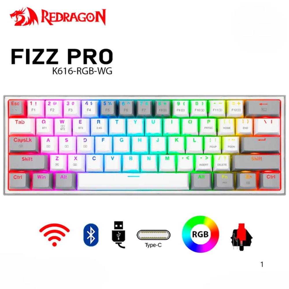 Teclado Mecánico Gamer Redragon FIZZ PRO Wireless Spanish K616-RGB-GW