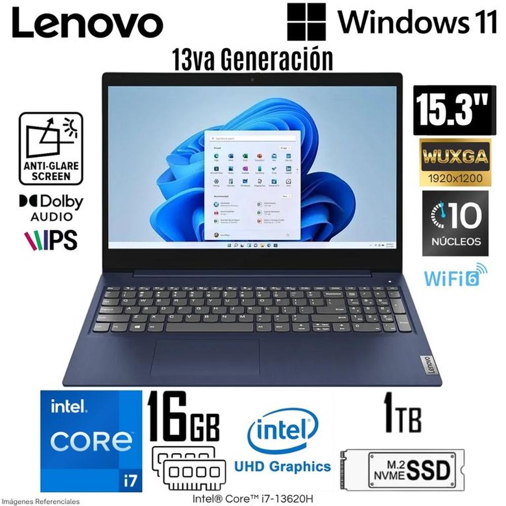 Laptop Lenovo Ideapad Slim 3 Intel Core i7-13620H 16GB RAM 1TB SSD 15.3 WUXGA - 83K100NALM