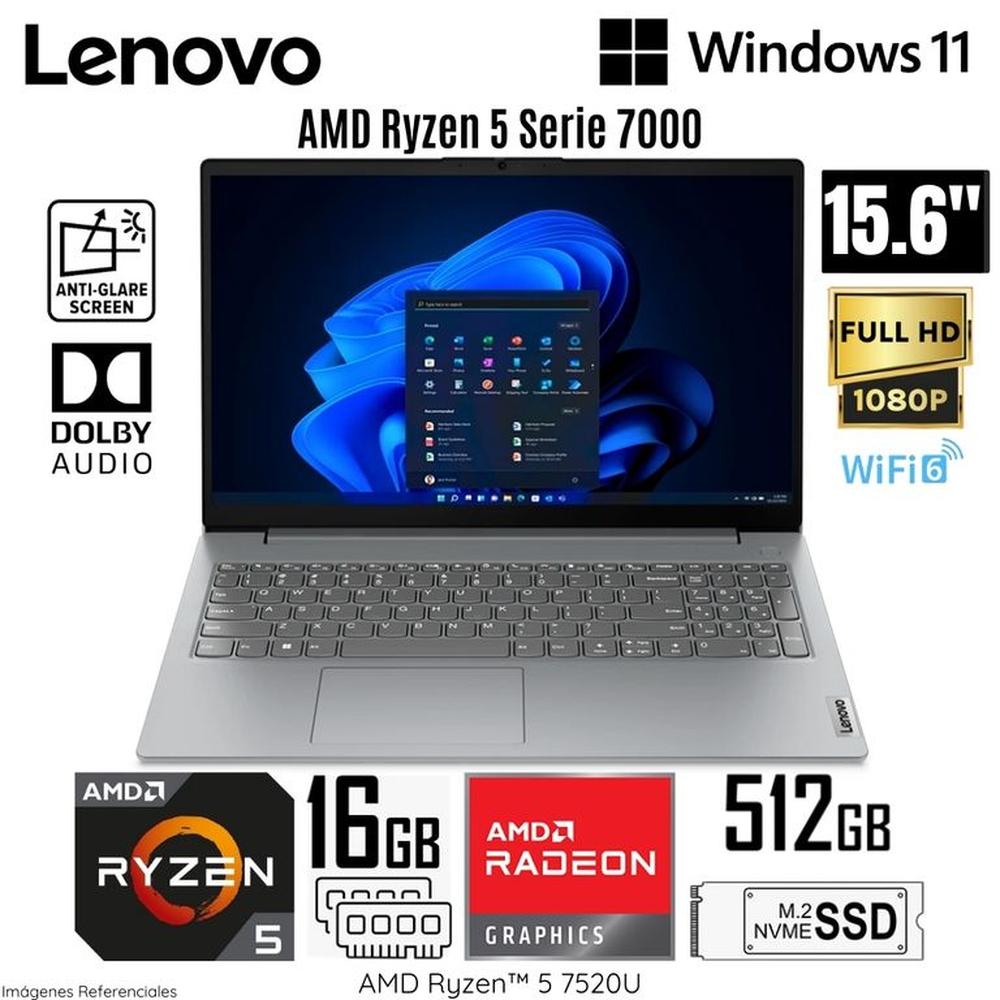 Laptop Lenovo V15 G4 AMN AMD Ryzen 5-7520U 16GB RAM 512GB SSD 15.6  FHD -  82YU00XYLM