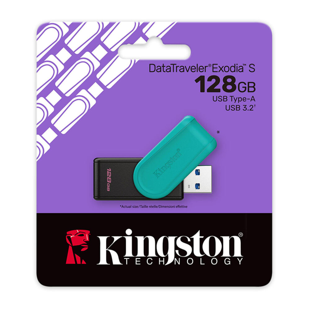 MEMORIA USB KINGSTON EXODIA S 128GB TURQUESA