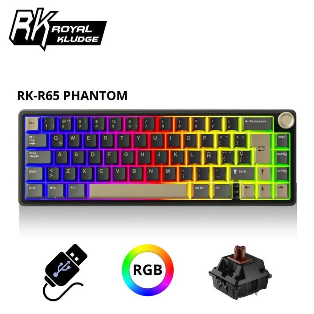 Teclado Royal Kludge RK R65 Cableado PHANTOM - BROWN SWITCH