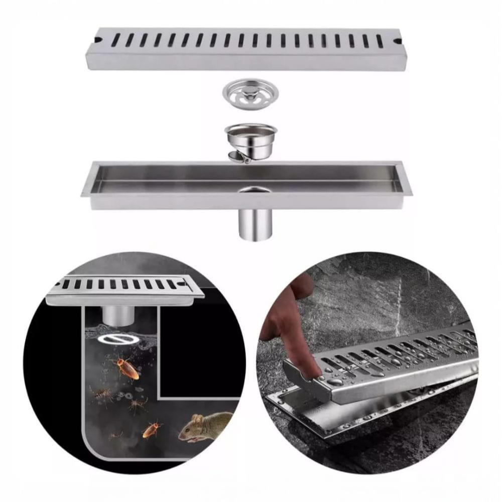 Sumidero Rejilla Drenaje lineal 10x80cm de acero inoxidable 304