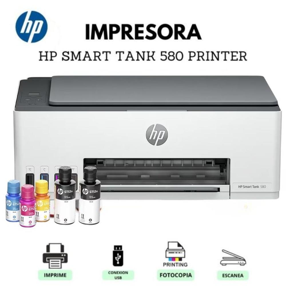 Impresora HP Smart Tank 580 Multifuncional WIFI Cable Ubs