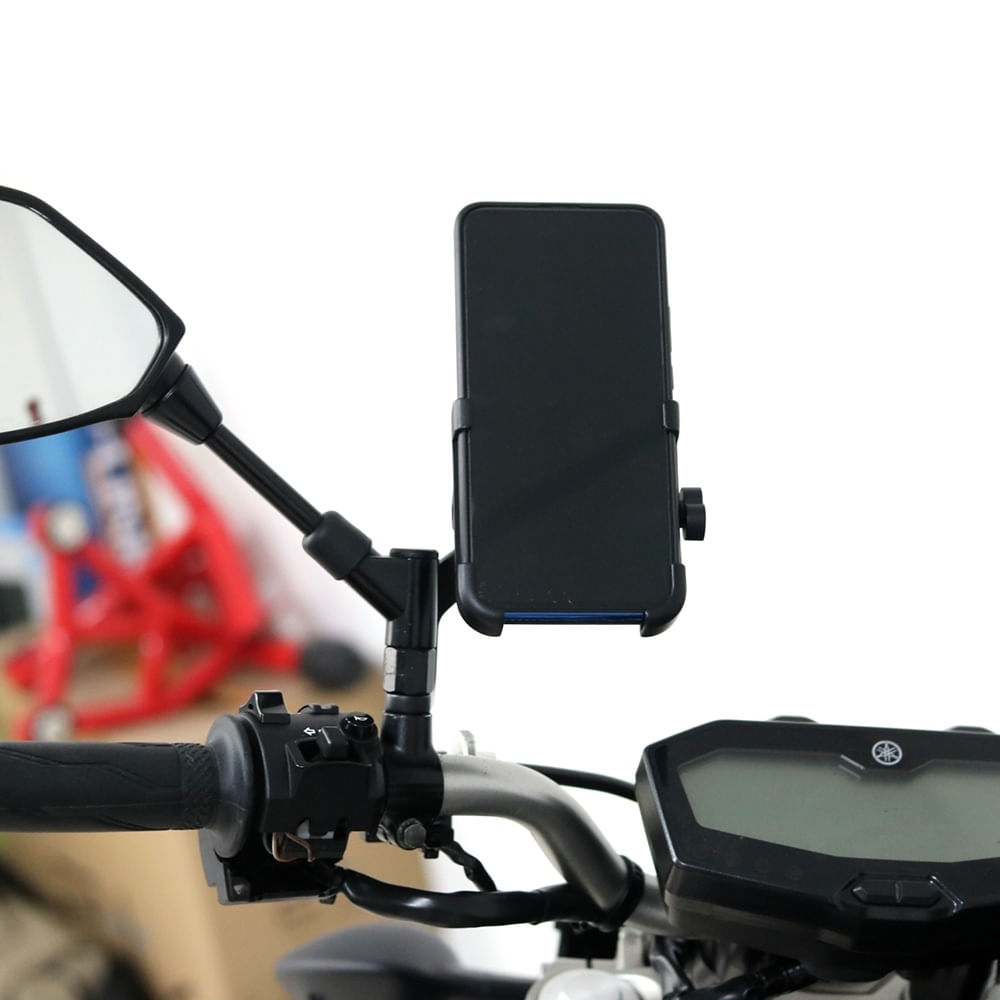Soporte Negro de Teléfono para Motocicleta para Espejo