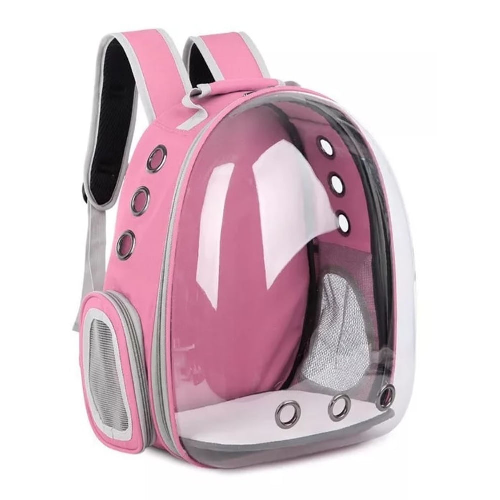Mochila de Transporte Cápsula Transparente Burbuja Rosado