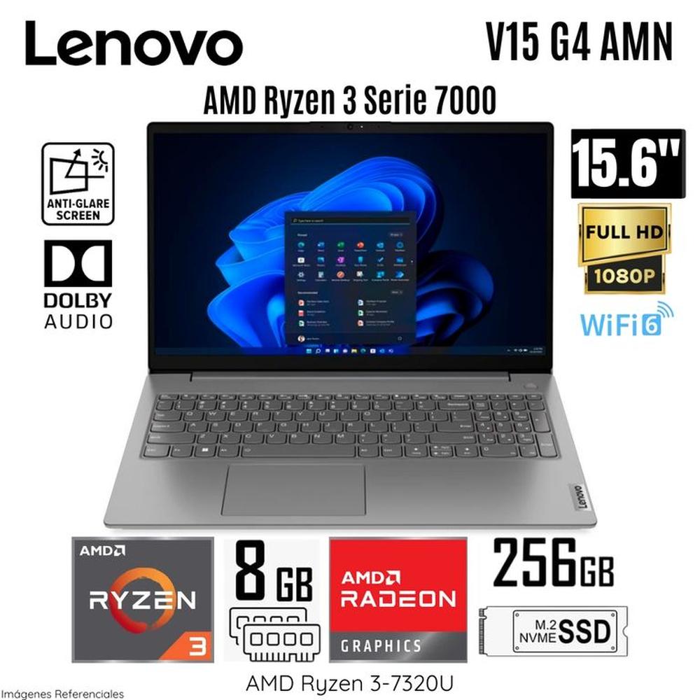 Laptop Lenovo V15 G4 AMN AMD Ryzen 3-7320U 8GB RAM DDR5 256GB SSD 15.6 FHD Free Dos - 82YU00X4LM