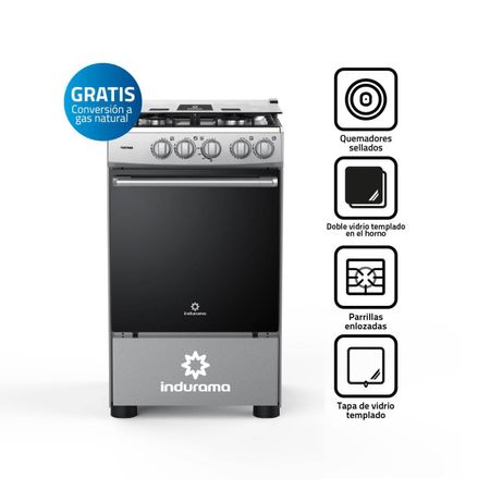 Cocina a Gas Indurama 4 Hornillas Fontana Gris