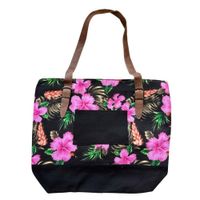 Bolso cartera verano Hibiscus estampado floral - negro