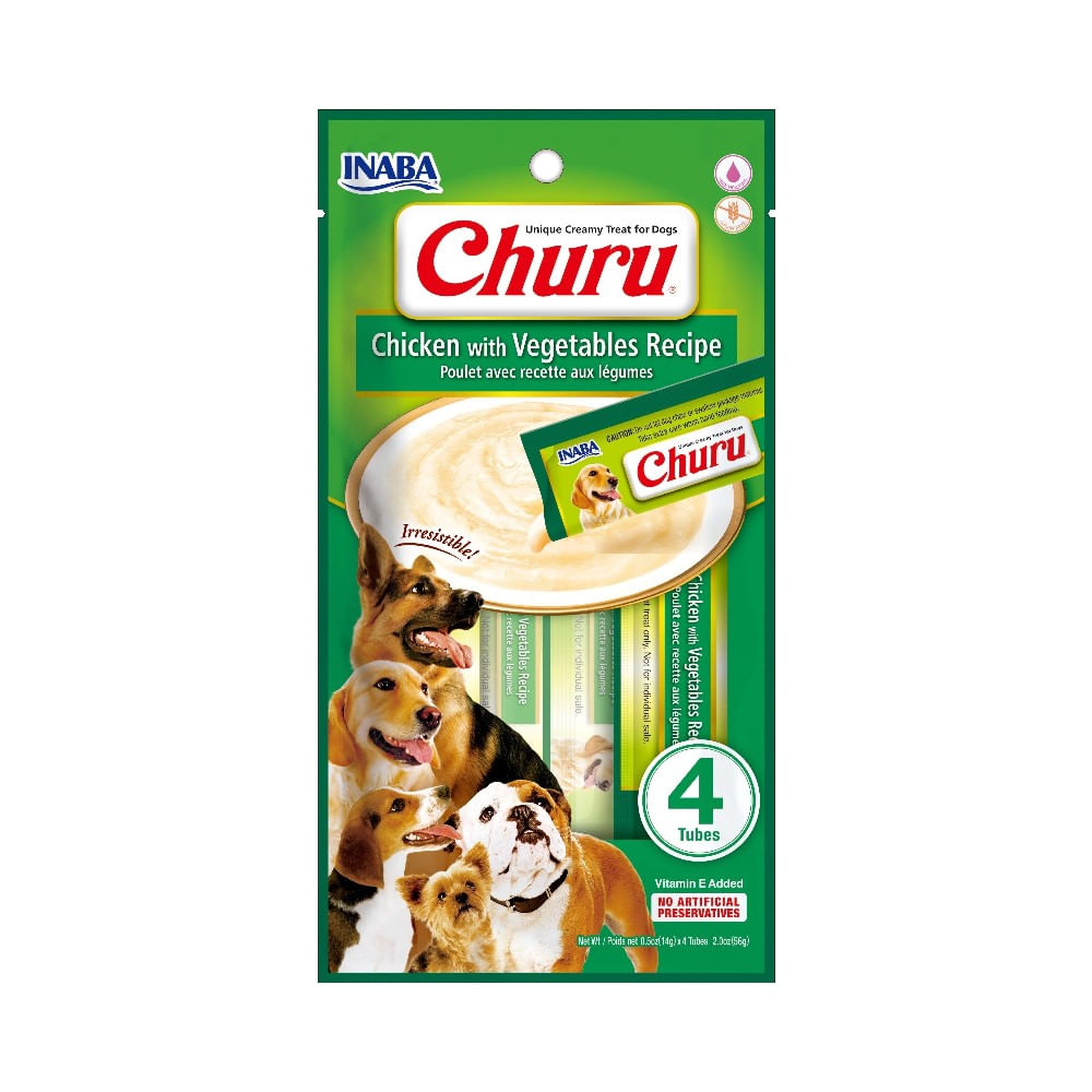 Snack para Perros Churu Pollo y Vegetales  x 4 Tubos