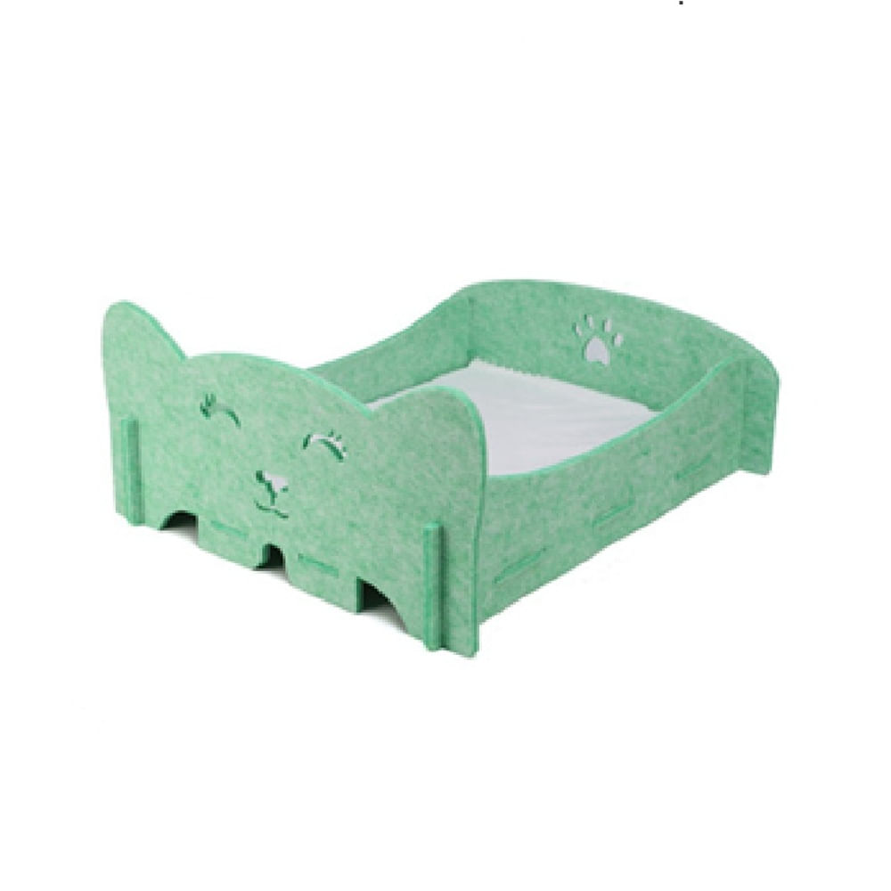 Cama para mascotas gatos y perros de fieltro grueso verde
