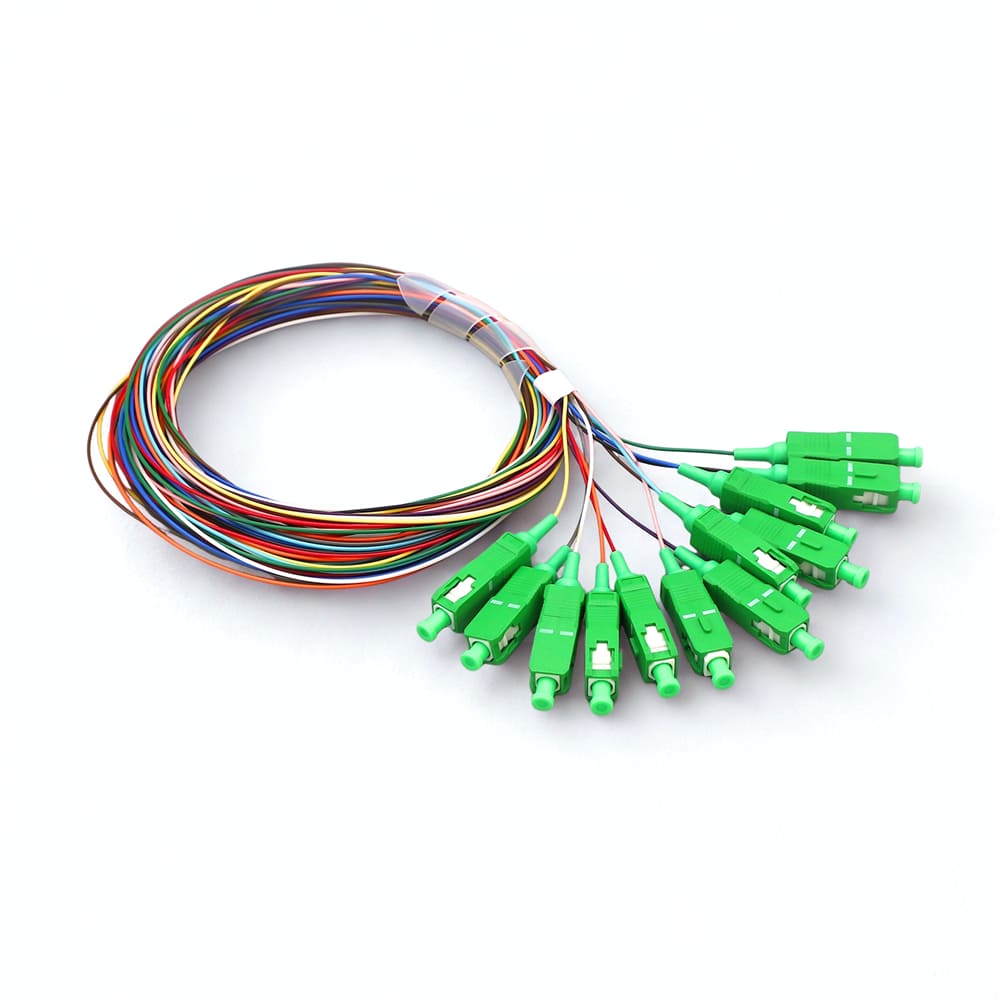 Fibra Optica Pigtail SC/APC 12 cores 0.9mm 1M Pack 10 unid