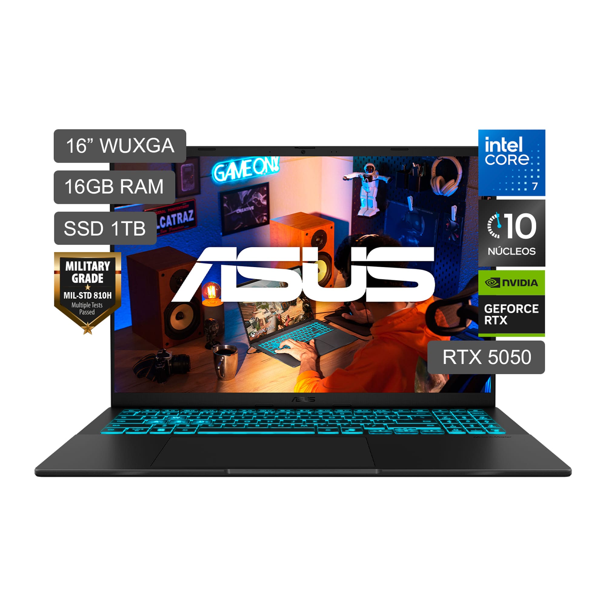 Laptop ASUS Gaming V16 16"" Intel Core 7-240H 16GB 1TB SSD RTX5050