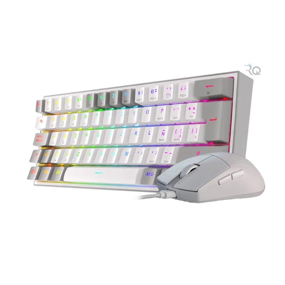 Combo Redragon S143 Teclado K617RGB FIZZ SP + Mouse M724 White