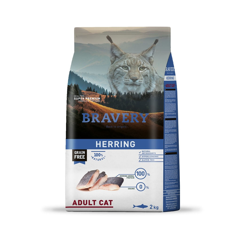 Alimento para Gatos Bravery Herring Adultos 2 Kg