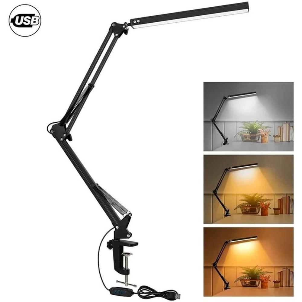 Lámpara De Escritorio Con Brazo Ajustable De Metal Giratorio