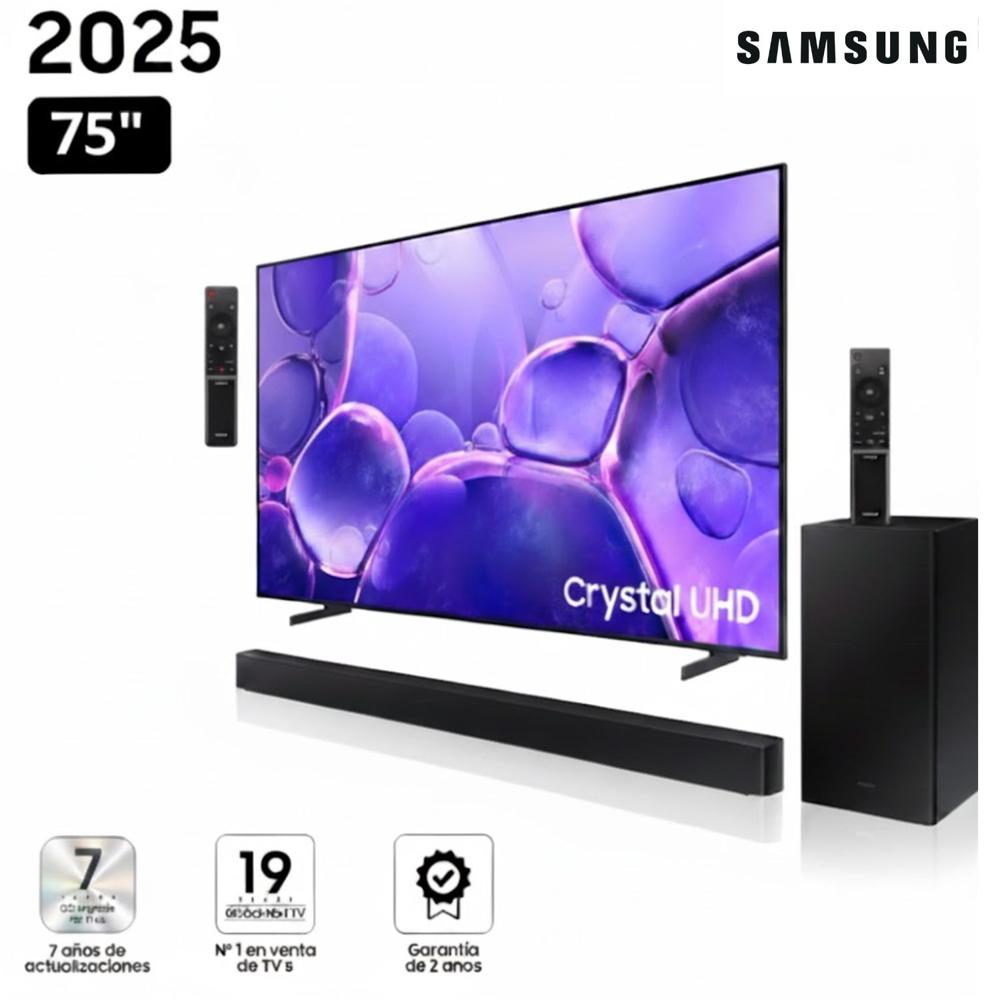 Televisor SAMSUNG 75' UN75U8000FGXPE CRYSTAL UHD 4K Smart TV Mas  Soundbar Samsung HW-B450F 2025