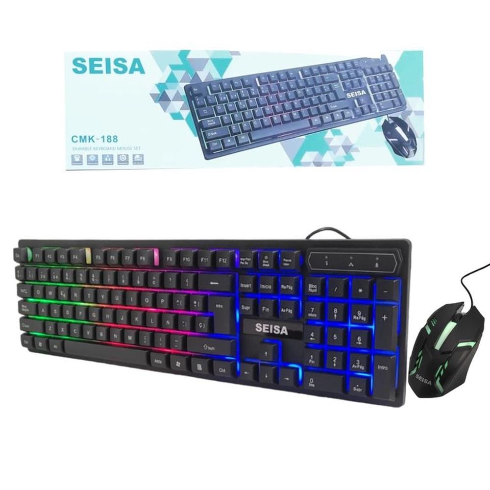 Kit Teclado y Mouse Gamer Alambrico para Pc Laptop RGB