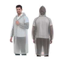 Poncho Impermeable Delgado Abierto de Mangas Elasticas con Capucha Ajustable Plomo
