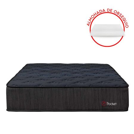 Colchón Forli Pocket Negro 1.5Plz + 1 Almohada + 1 Protector