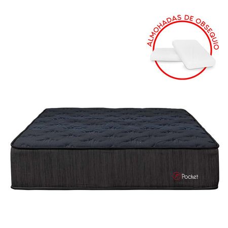 Colchón Forli Pocket Negro 2 Plazas + 2 Almohadas + 1 Protector