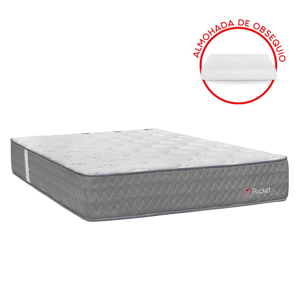 Colchón Forli Pocket 1.5 Plazas + 1 Almohada + 1 Protector