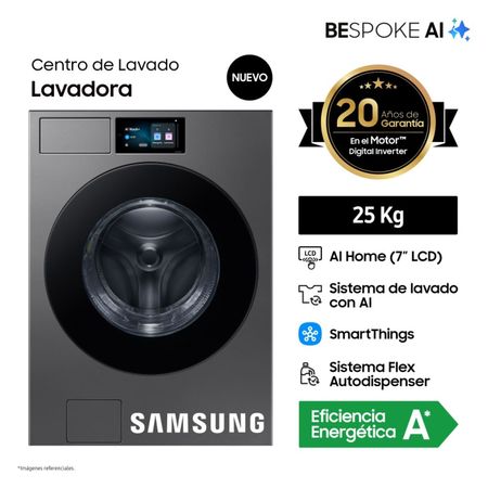 Lavadora Samsung 25Kg WF90F25ADSPE Acero Oscuro