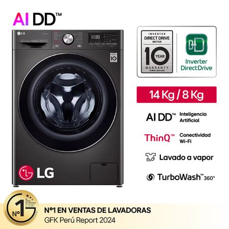 Lavaseca LG WD14BVC2S6C 14/8 Kg Negra