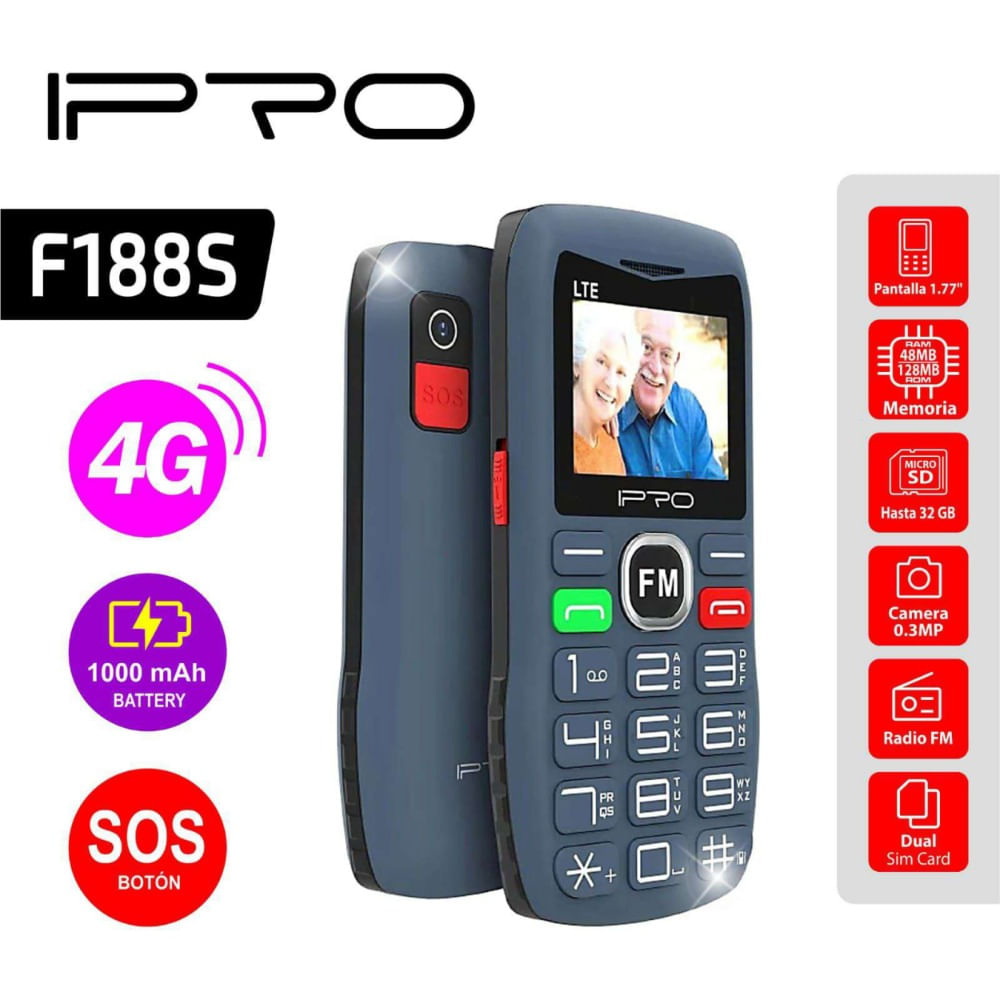 CELULAR ADULTO MAYOR IPRO F188S  4G AZUL