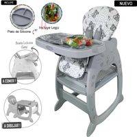 Silla Carpeta Hi Baby Gato Gris 3 en 1 con Plato y Lego