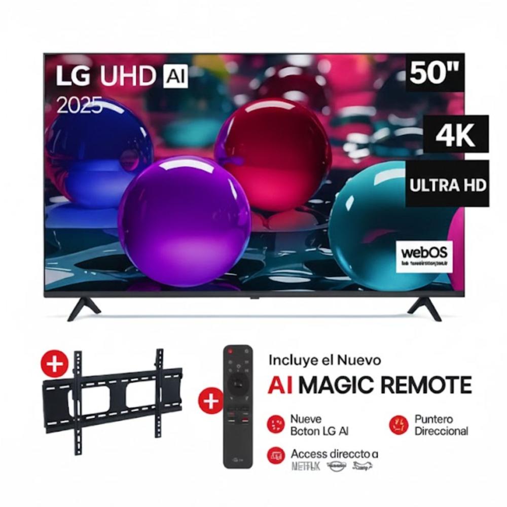 TELEVISOR LG 50' 50UA7300PSB UHD 4K THINQ AI 2025 MAS  RACKMAS CONTROL REMOTO