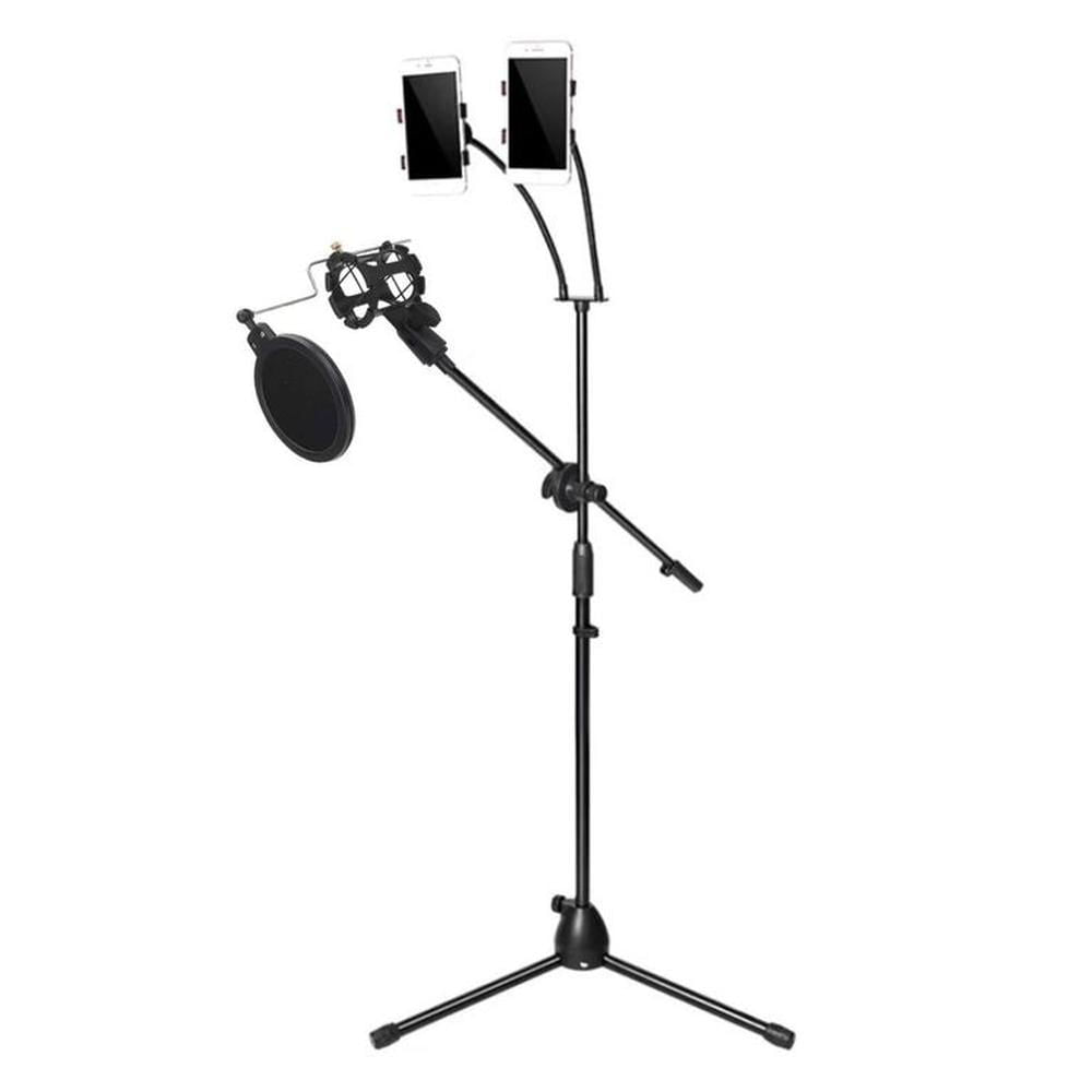 Tripode para Microfono 170cm con Doble Soporte Celular Flexible Araña