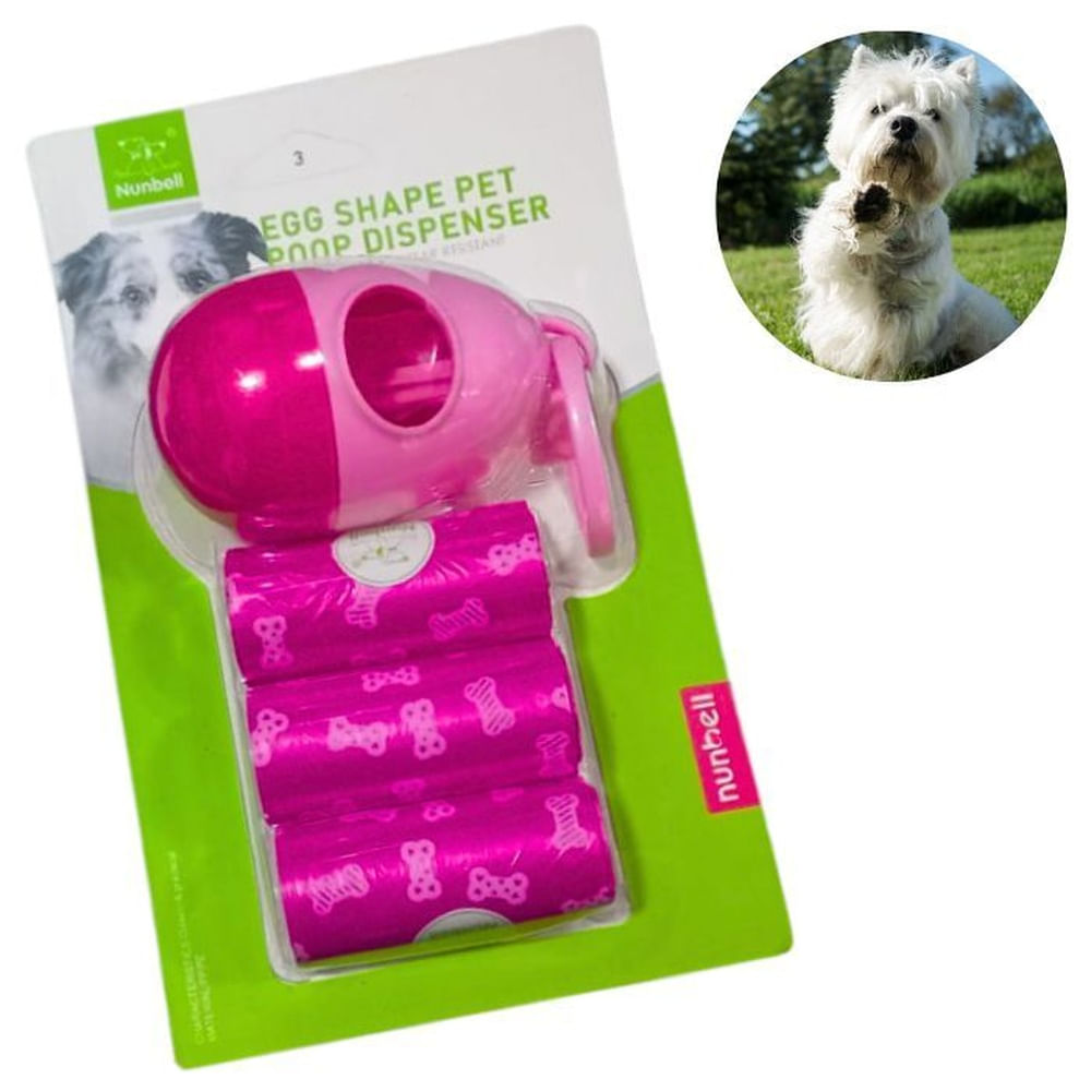 PORTA BOLSAS NUNBELL PARA DESECHOS ROSADO - CON 3 REPUESTO