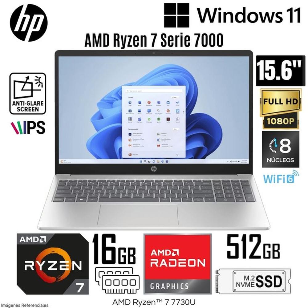 Laptop HP 15-FC0012LA AMD Ryzen 7-7730U 16GB RAM 512GB SSD 15.6 FHD IPS - Dorado