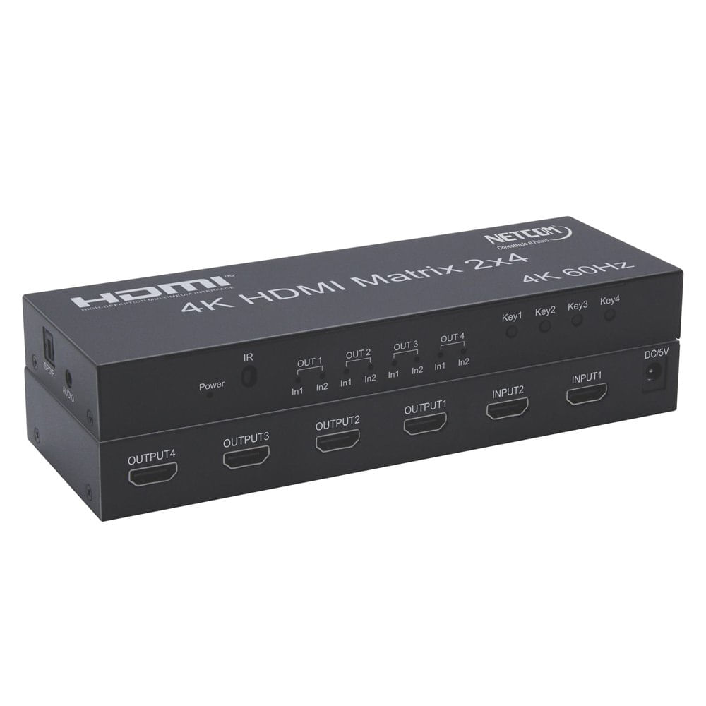 Matrix HDMI 2x4 Puertos Version 2.0 4K 60Hz Splitter Switch HDMI HDR