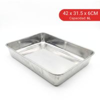 Bandeja rectangular de acero inoxidable 6 litros