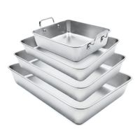 Set De 4 Bandejas De Acero Inoxidable Para Horno