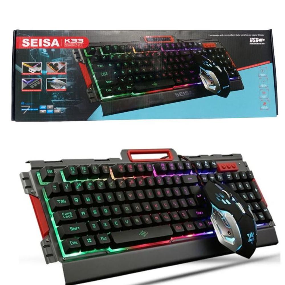 Kit Teclado y Mouse Gamer Iluminado Pc Laptop Alambrico Seisa